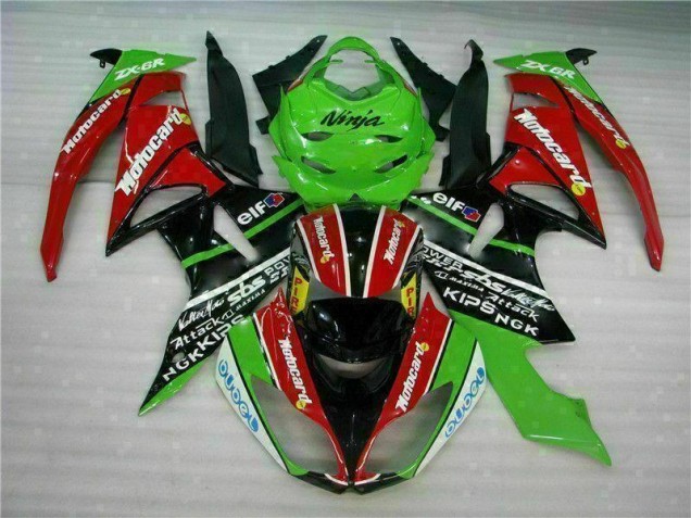 Noir Rouge Vert Motocard 09-12 ZX6R Carénage Moto Noir Rouge Vert Motocard 09-12 ZX6R Carénage Moto