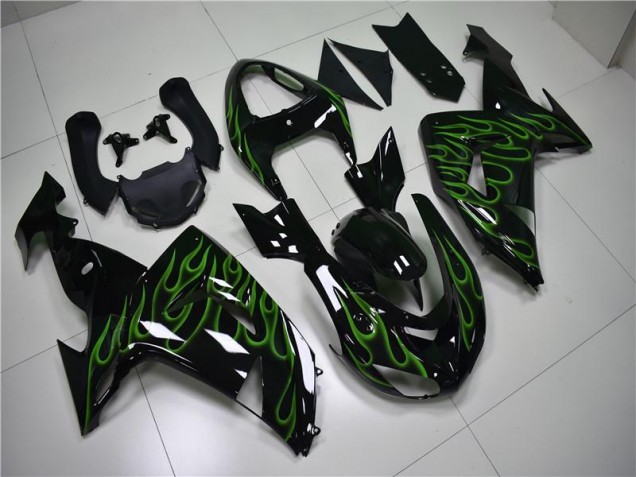 Noir Vert Flamme 06-07 ZX10R Carénage Moto Noir Vert Flamme 06-07 ZX10R Carénage Moto