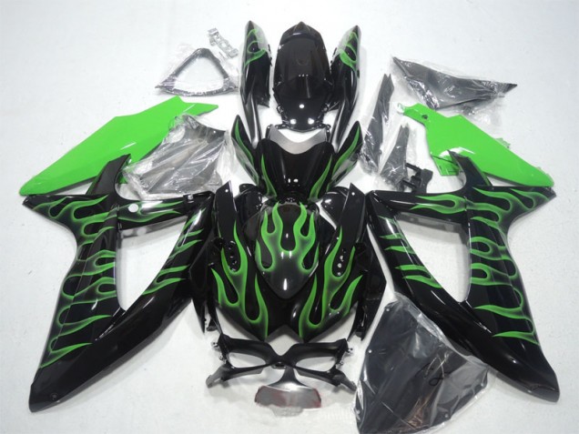 Noir Vert Flamme 08-10 GSXR 600 Carénage Moto Noir Vert Flamme 08-10 GSXR 600 Carénage Moto