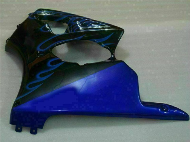 Noir avec Bleu Flamme 00-02 ZX6R Carénage Moto Noir avec Bleu Flamme 00-02 ZX6R Carénage Moto