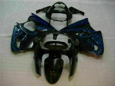 Noir avec Bleu Flamme 00-02 ZX6R Carénage Moto