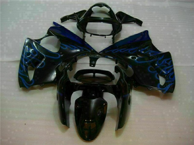 Noir avec Bleu Flamme 00-02 ZX6R Carénage Moto Noir avec Bleu Flamme 00-02 ZX6R Carénage Moto