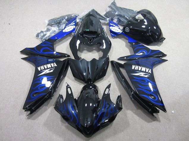 Noir avec Bleu Flamme 07-08 YZF R1 Carénage Moto Noir avec Bleu Flamme 07-08 YZF R1 Carénage Moto
