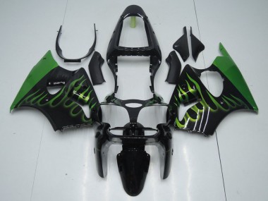 Noir avec Vert Flamme 00-02 ZX6R Carénage Moto