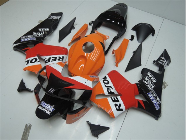 Orange Rouge Noir Repsol 03-04 CBR600RR Carénage Moto Orange Rouge Noir Repsol 03-04 CBR600RR Carénage Moto