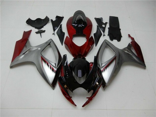 Rouge Argent 06-07 GSXR 600/750 Carénage Moto Rouge Argent 06-07 GSXR 600/750 Carénage Moto