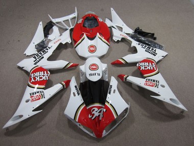 Rouge Blanc Lucky Strike 04-06 YZF R1 Carénage Moto