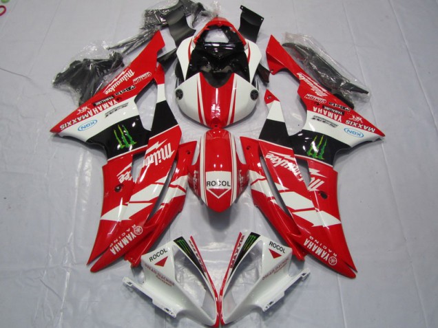 Rouge Blanc Rocol 08-16 YZF R6 Carénage Moto Rouge Blanc Rocol 08-16 YZF R6 Carénage Moto