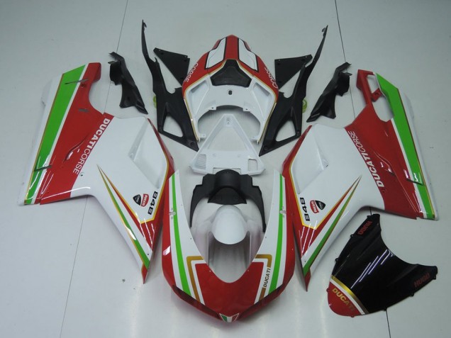 Rouge Blanc et Vert 07-14 Ducati 848 1098 1198 Carénage Moto Rouge Blanc et Vert 07-14 Ducati 848 1098 1198 Carénage Moto