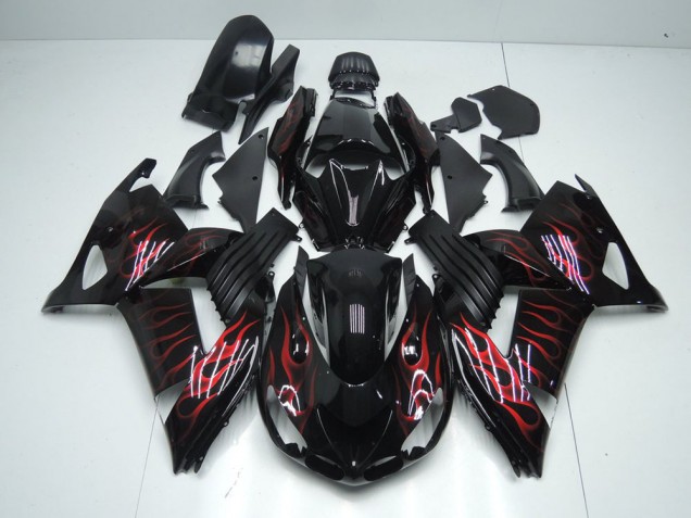 Rouge Flamme 06-11 ZX14R ZZR1400 Carénage Moto Rouge Flamme 06-11 ZX14R ZZR1400 Carénage Moto