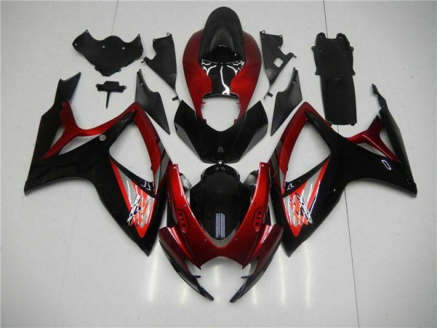 Rouge Noir 06-07 GSXR 600/750 Carénage Moto Rouge Noir 06-07 GSXR 600/750 Carénage Moto