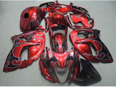 Rouge Noir Flamme 08-19 GSXR 1300 Hayabusa Carénage Moto