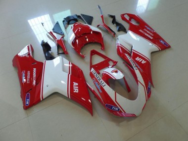 Rouge et Blanc Air 07-14 Ducati 848 1098 1198 Carénage Moto